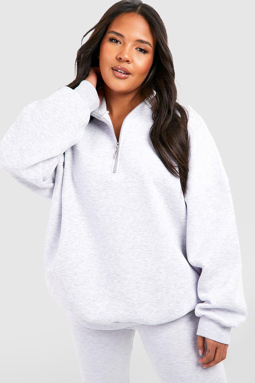 Plus Oversize Sweatshirt mit halbem ReiBverschluss Leggings